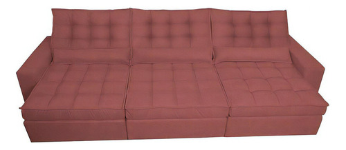 Sofá Retrátil e Reclinável 4,12m com Molas Ensacadas Cama Inbox Gold Tecido Suede Velusoft Vermelho