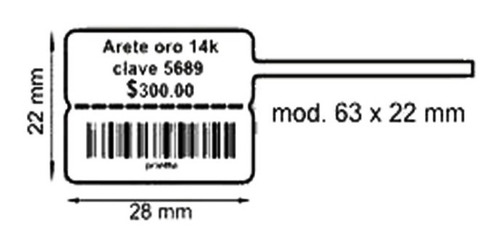 Etiqueta Cola De Rata Para Joyería Plástica  63x22 Zebra Gc420t