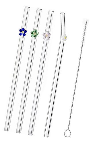 Li Pajita De Cristal Con Decoración En Forma De Flor De 20