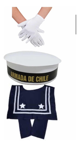 Gorro Grumete + Pechera +guantes / Mes De Mar / Marinero / Armada De Chile