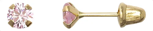 Brinco De Pedrinha 3mm Em Ouro 18k (bebe) Recém Nascido Cor Rosa — foto 1