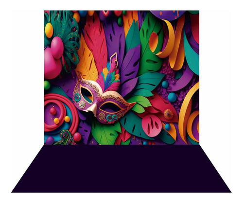 Fundo Fotográfico Cenário Carnaval Colorido Em Tecido 2,20m