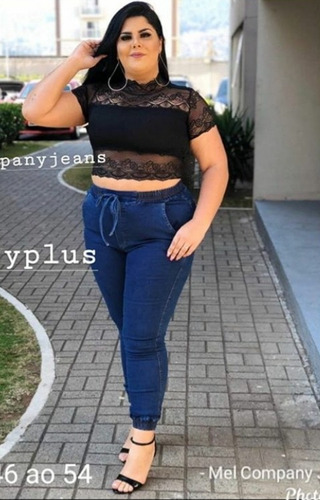 calça jogger jeans plus size