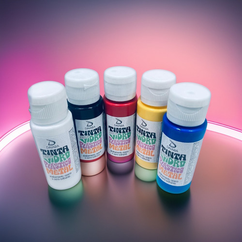 Kit con 5 tintas para colores primarios de vidrio, plástico y metal