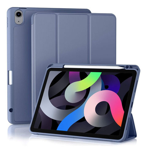 Funda Para iPad Air 4 Akkerds Soporte Lápiz Rígido Azul/gris