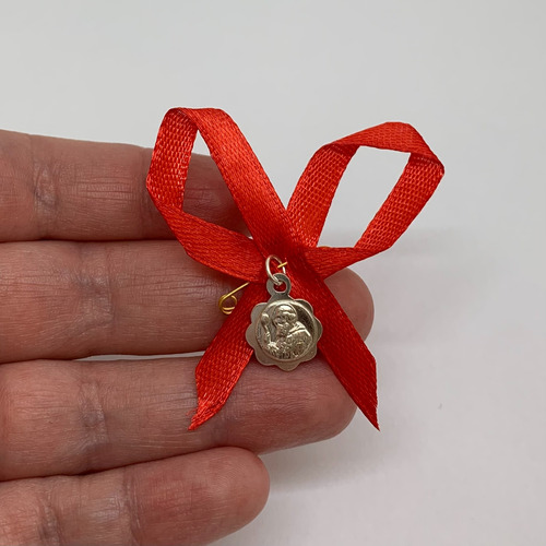Medalla San Benito De Plata 925 Con Cinta Roja 