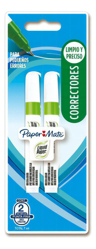 Lápiz Corrector Liquid Paper 3.5 Ml Punta Fina Paper Mate X2