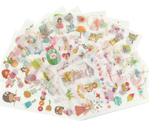 Lindas Calcomanías De Dibujos Animados Kawaii Washi, 1...