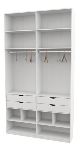 Armário Arara Gaveta Sabrina M2 100% Mdf Closet Roupeiro Cor Branco