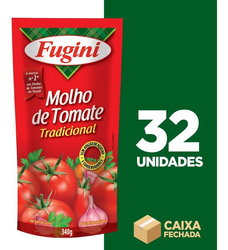 Molho De Tomate Tradicional Fugini Sachê - 32 Unidades 340g