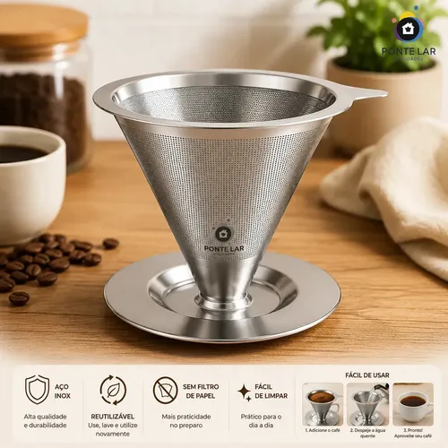 Coador de Café Inox: 57% OFF! ☕