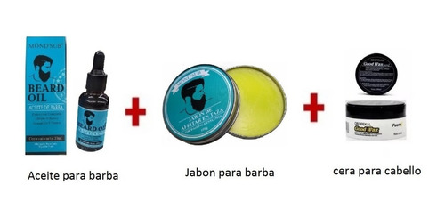 Kit Barberia: Aceite + Cera Gel + Jabon Barba