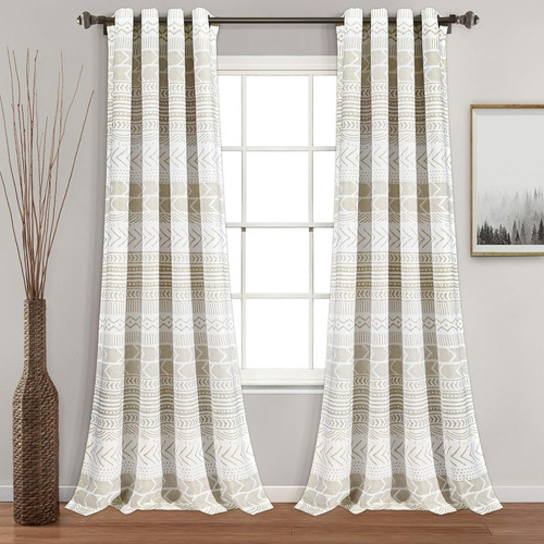 Par De Paneles Cortinas Gris Pardo Y Blanco 84 X 132 Cm