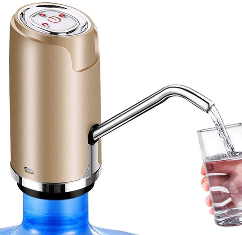 Bomba Dispenser De Agua Para Bidones. Carga Usb. Dorado.