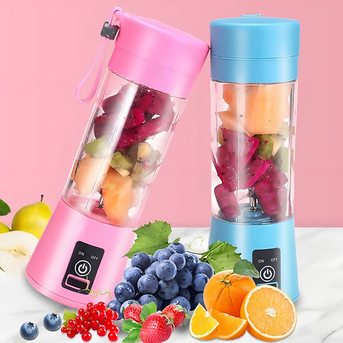 Mini Liquidificador Portátil Mixer Shake Suco Juice Vitamina Cor Azul