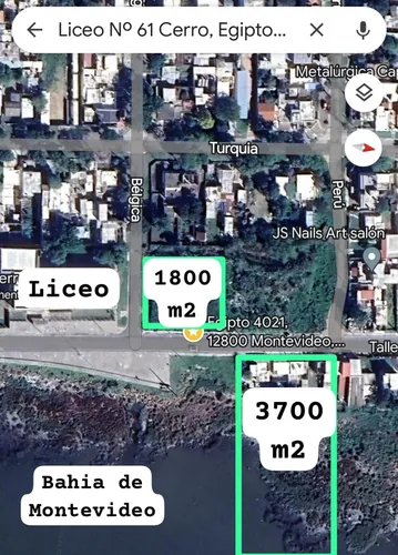 Venta. Gran Terreno Esquina. Cerro. Inmejorable Ubicación. Frente A La Bahía Y Al Liceo. 1800m2