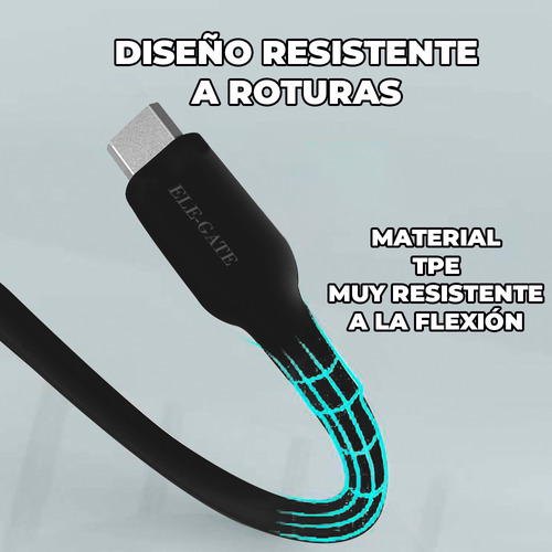 Cable V8 Micro Usb para carga y datos Color Negro