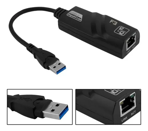 ADAPTADOR RED / CONVERSOR NANO CABLE USB ETHERNET 10/100/1000MBPS 0.15M - miniatura 2