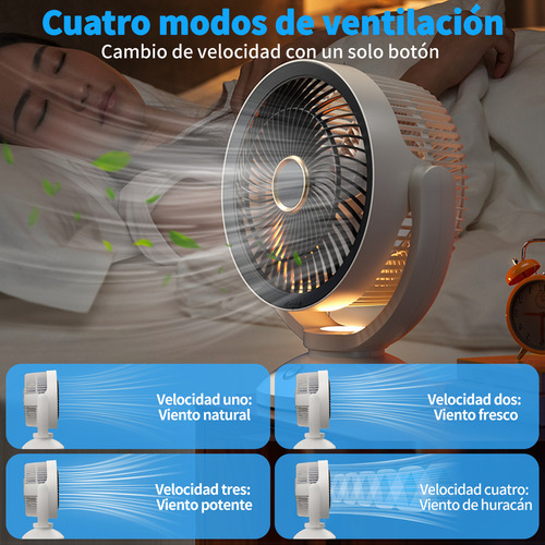 Ventilador Escritorio Con Luz2en1 Abanico 4vel Usb C Hogar