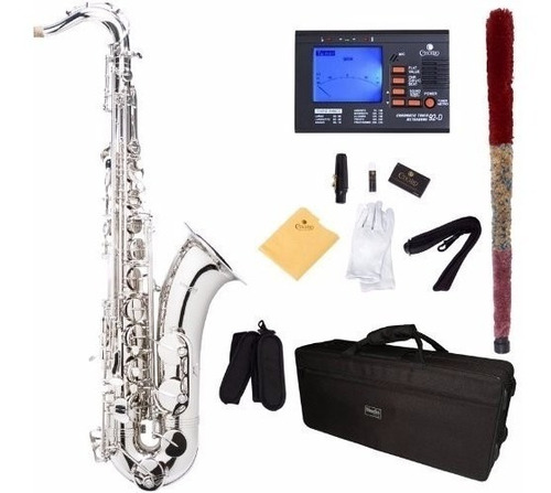Saxofon Tenor Mendini Plateado Con Accesorios