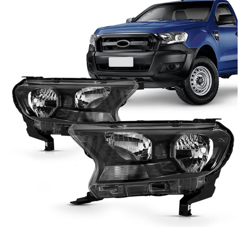 Farol Ranger Xls 17 18 19 20 Máscara Negra Sem Led Projetor