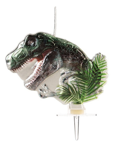 Vela De Aniversário Bolo Dinossauro Decoração Silver Festas 