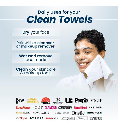 Toalla Facial Clean Skin Club Clean Towels 25 Unidades 100%