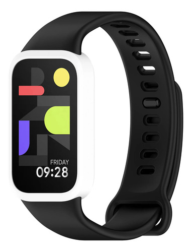 Correa Silicon Para Xiaomi Smart Band 9 Active, Redmi Band 3 Negro/blanco