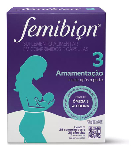 Femibion 3 Amamentação Ômega 3 E Colina 56 Cápsulas Sem Sabor