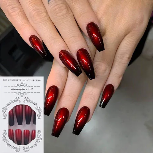 Uñas Postizas Portátiles, Largas, Ataúd, Uñas Postizas Artif