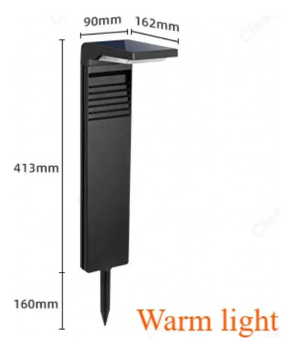 Estaca Moderna Luz Lampara Solar Grande Cálida Exterior Deco Negro