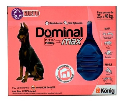 Pipeta Anti Pulgas Y Garrapatas Dominal Max 25 A 40 Kg