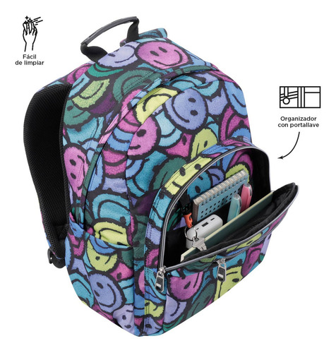 Mochila Unisex Acuarela Totto Color Morado/Azul