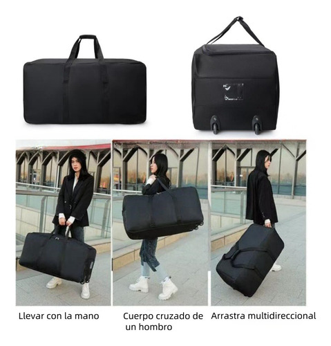Maleta Con Ruedas De Viaje Deportiva Negro Para Hombre Mujer Negro Maleta Plegable