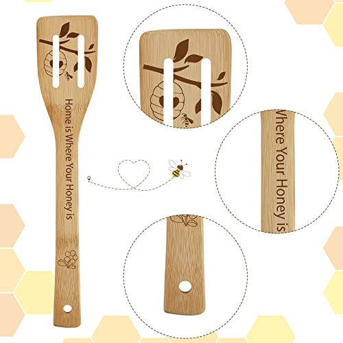 Juego De 6 Cucharas De Madera De Abeja De Sawysine Para Coci