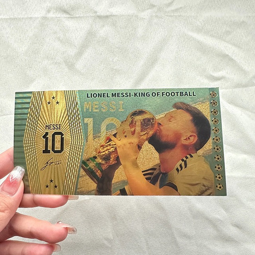 Imagen 9 de 9 de Billete Messi Chapado Oro Copa Qatar. Unico!!! Raro!!