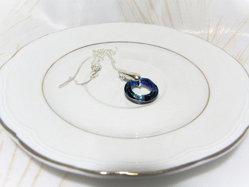 Collar De Mujer Plata950, Aro, Estrella Cristal Swarovski Lb