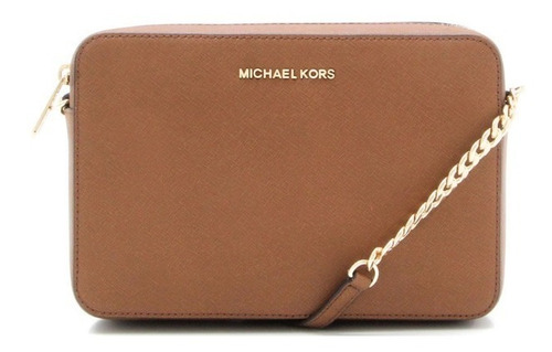 Bolsa Michael Kors Crossbody Original Cor Chocolate Cor da correia de ombro Marrom Desenho do tecido couro gravado