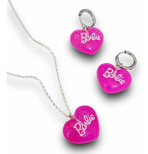 Collar Gargantilla Barbie Aretes Acero Inoxidable Regalo