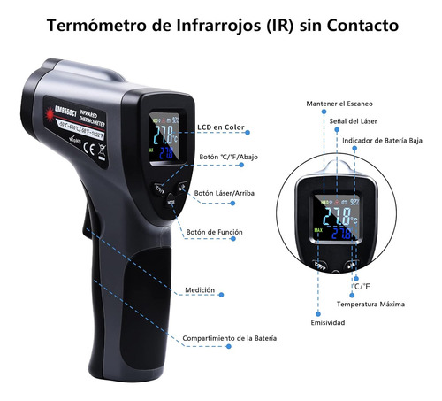 Practico Termometro Infrarrojo Láser Digital Sin Contacto