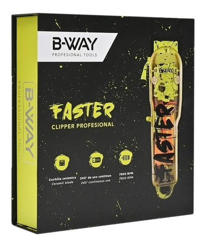 Combo Barber Profesional Maquina Faster + Patillera B-way Color Transparente
