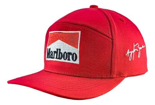 Gorro Jockey Formula 1 Ayrton Senna Marlboro Semi-curvo Rojo Rojo Ajustable