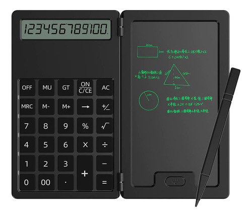 Calculadora Digital Com Bloco De Anotações E Caneta Mágica Cor Preto