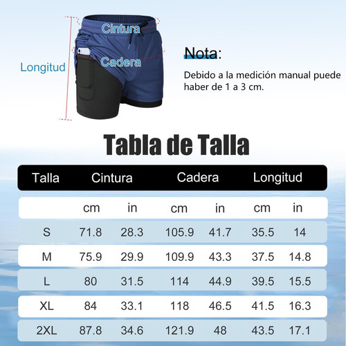 Lecoonmx Shorts Deportivos Para Hombre 2 In 1 Con Licra Con