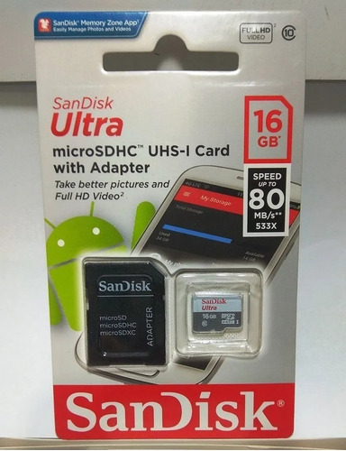 Cartão Micro Sd 16gb Sandisk Original Lacrado Na Embalagem