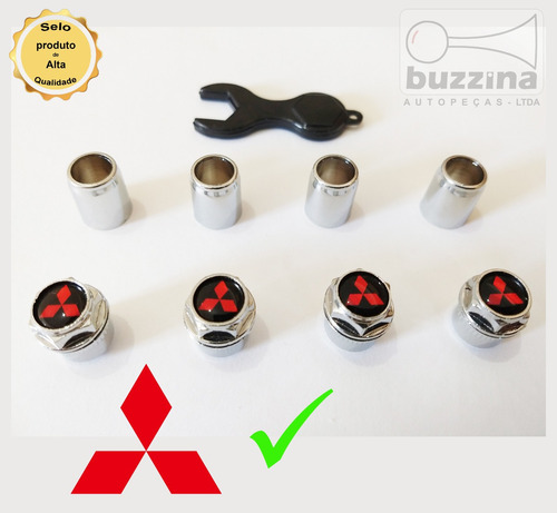 Imagem 5 de 5 de 4 Calota Miolo Centro Roda Mitsubishi Triton + Kit Válvula