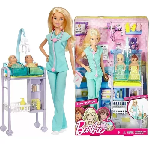 Boneca Barbie Medica Pediatra Com Bebes Mattel Original
