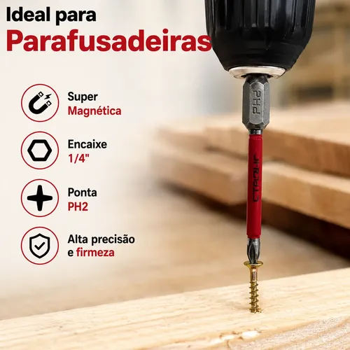 Ponta Philips Imantada E Antiderrapante Ph2x90mm Longo-10uni