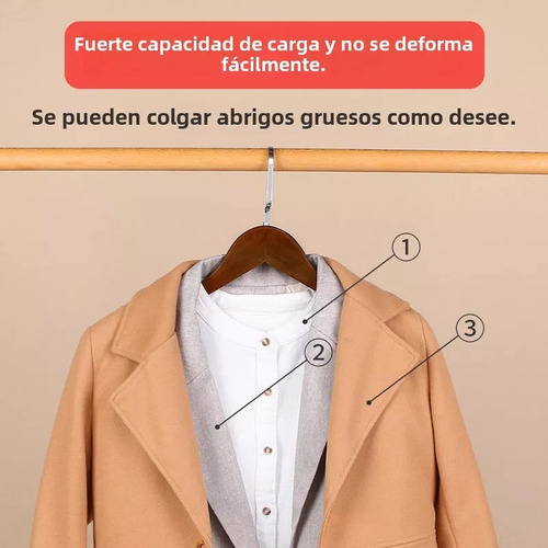 10 Ganchos Madera Para Ropa Con Rotación 360 Grados