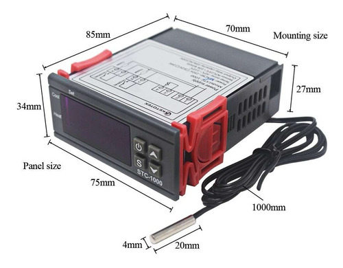 Imagen 6 de 10 de Termostato Digital Stc-1000 Doble Control Frio O Calor 220v